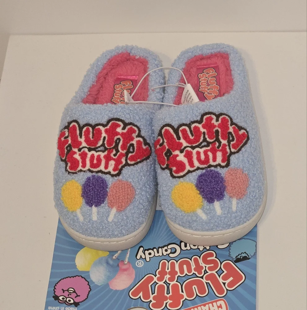Charms Fluffy Stuff Cotton Candy Youth Slippers‎ 12/13 • Plush Cozy Fashion-Core